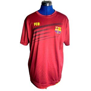 FC Barcelona Maroon Soccer T-Shirt Mens Short Sleeve 100% Polyester